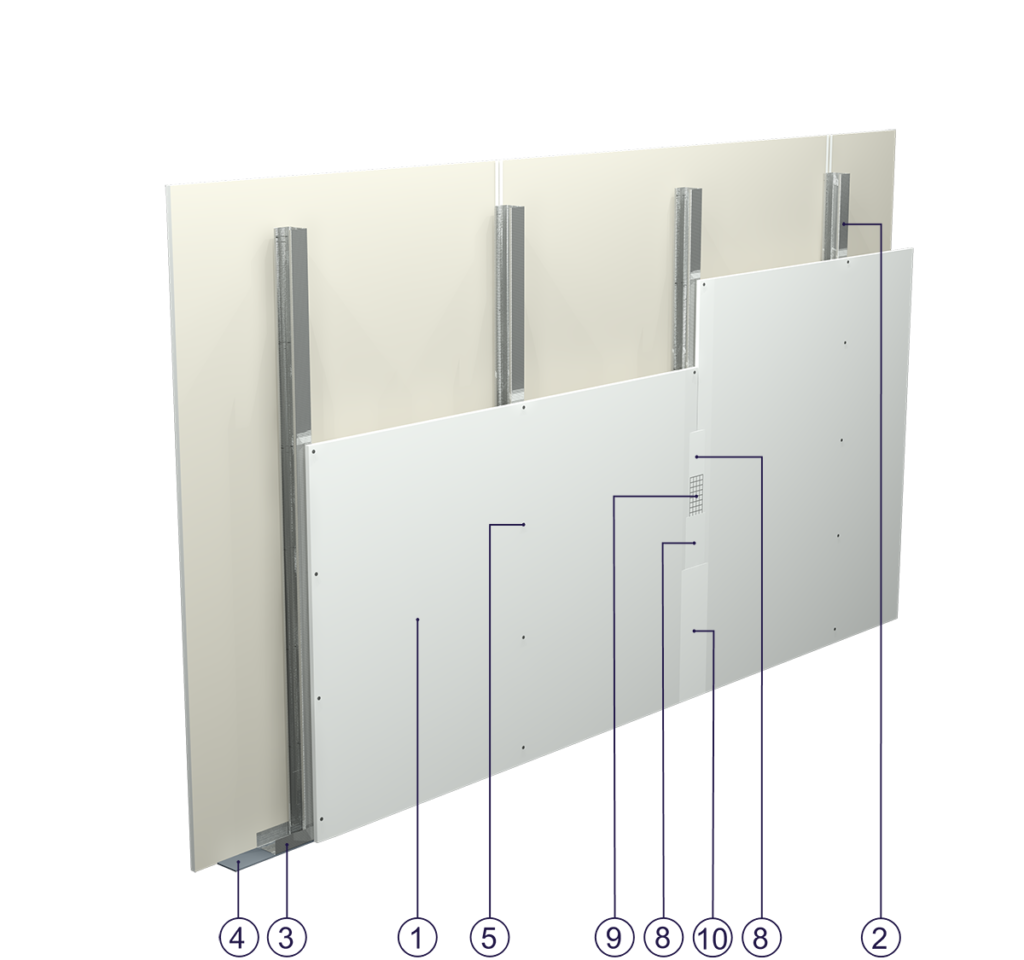 Trennwand SD - 1x12,5 GKB TYP A / CW 50