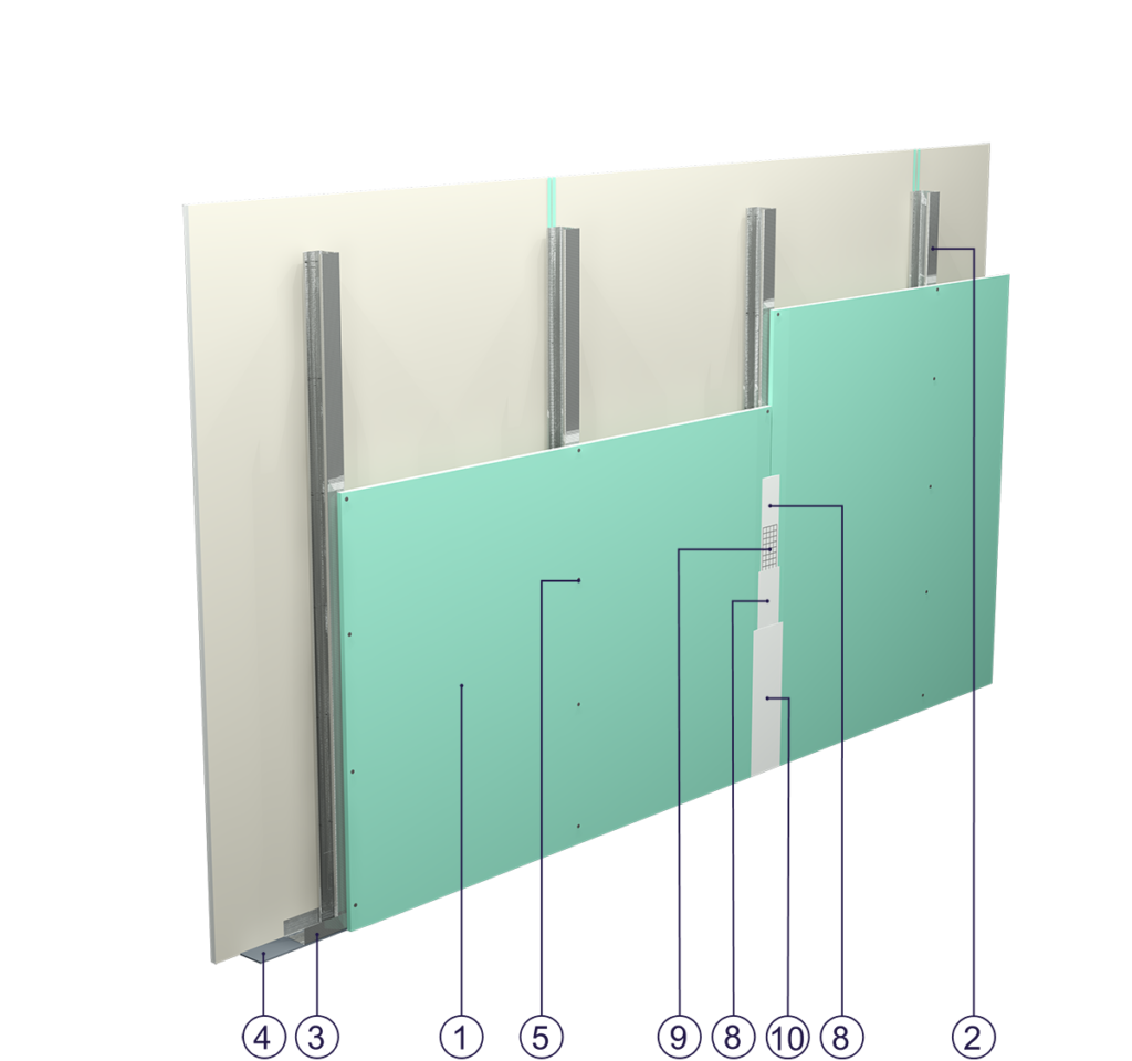 Trennwand SD - 1x12,5 GKBI H2 / CW 50